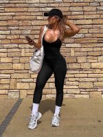 OQQ Womens Seamless Spaghetti Strap Leisure Yoga Workout Gym Leggings Padded Bra Jumpsuit - Image 4